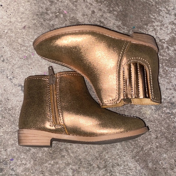 Carter's Girls Ella Jr Boots Metallic Bronze Side Zip Booties Sz 8M - Picture 5 of 6